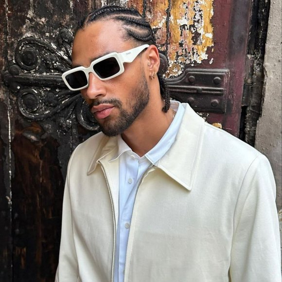 Prada PR27ZS 17K08Z Sunglasses Talc White Dark Grey Unisex Rectangle PR 27ZS - Picture 9 of 9